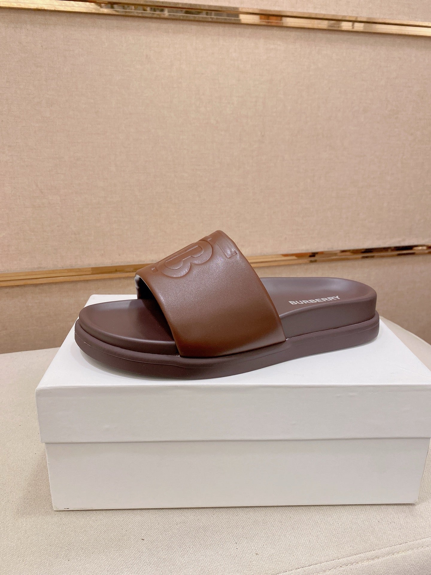 TB Embossed Slide Sandals